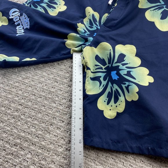 Corona Beer Swim Trunks Men Large L 34 Navy Blue Floral Bathing Suit Shorts Surf - Picture 13 of 13